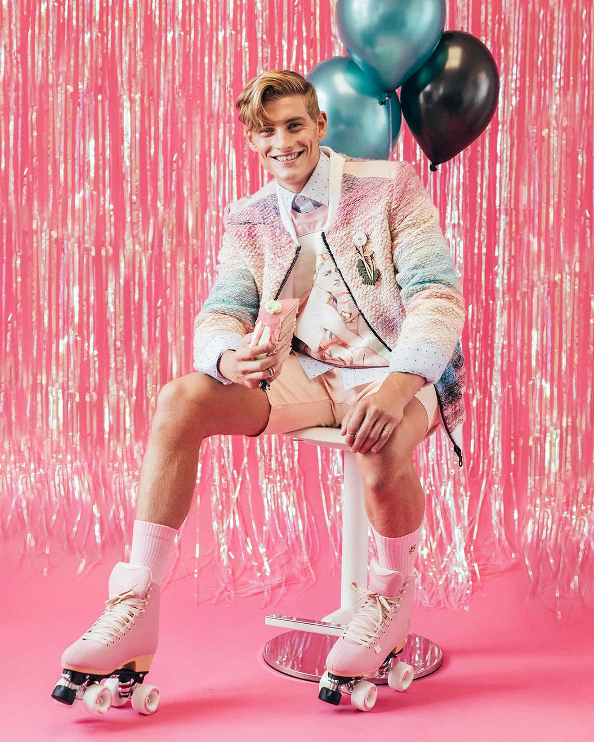 Vibrant and playful menswear fashion photography shot in studio by London editorial fashion photographer Ira Giorgetti